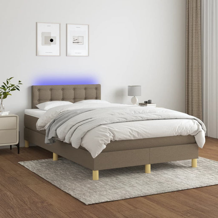 Letto a Molle con Materasso e LED Tortora 120x200cm in Tessuto cod mxl 56103