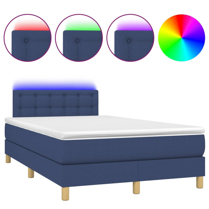 Letto a Molle con Materasso e LED Blu 120x200cm in Tessuto cod mxl 64227