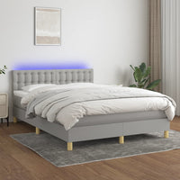 Letto a Molle Materasso e LED Grigio Chiaro 140x190 cm Tessuto 3134029