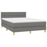 Letto a Molle Materasso e LED Grigio Scuro 140x190cm in Tessuto 3134030