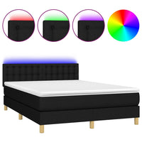 Letto a Molle con Materasso e LED Nero 140x190 cm in Tessuto 3134031