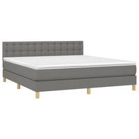 Letto a Molle Materasso e LED Grigio Scuro 160x200cm in Tessuto 3134046