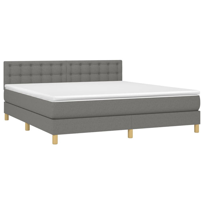 Letto a Molle Materasso e LED Grigio Scuro 160x200cm in Tessuto 3134046