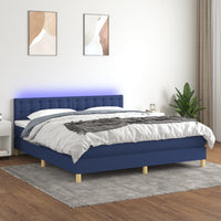 Letto a Molle con Materasso e LED Blu 160x200 cm in Tessuto 3134051