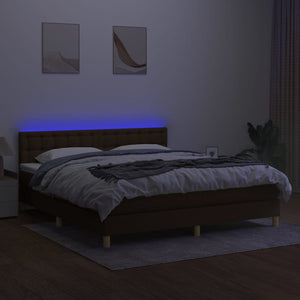 Letto a Molle Materasso e LED MarroneScuro 180x200cm in Tessuto 3134056