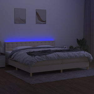 Letto a Molle Materasso e LED bianco 200x200cm in Tessuto cod mxl 59840