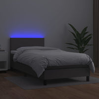 Giroletto Molle con Materasso e LED Grigio 90x190cm Similpelle 3134079