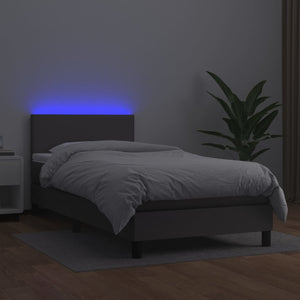 Giroletto Molle con Materasso e LED Grigio 90x190cm Similpelle 3134079