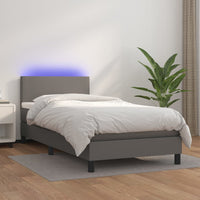 Giroletto Molle con Materasso e LED Grigio 90x190cm Similpelle 3134079