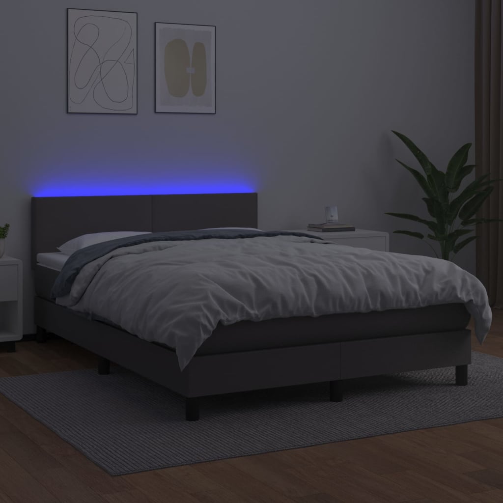 Giroletto Molle con Materasso e LED Grigio 140x190cm Similpelle 3134103