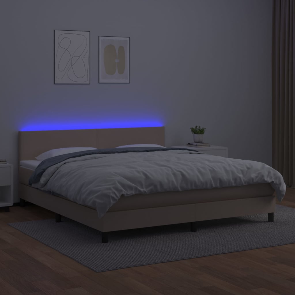 Giroletto Molle Materasso e LED Cappuccino 180x200cm Similpelle 3134122