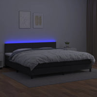 Giroletto a Molle con Materasso e LED Nero 200x200cm Similpelle cod mxl 61949