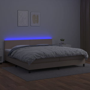 Giroletto Molle Materasso e LED Cappuccino 200x200cm Similpelle 3134128