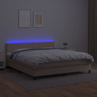 Giroletto Molle Materasso e LED Cappuccino 180x200cm Similpelle 3134182