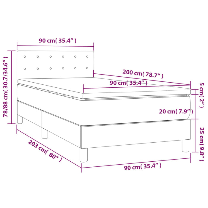 Giroletto Molle con Materasso e LED Bianco 90x200 cm Similpelle cod mxl 64934