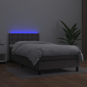 Giroletto Molle con Materasso e LED Grigio 100x200cm Similpelle 3134211