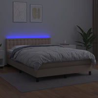 Giroletto Molle Materasso e LED Cappuccino 140x190cm Similpelle 3134224