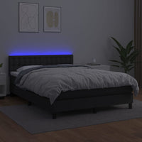 Giroletto a Molle con Materasso e LED Nero 140x200cm Similpelle 3134225