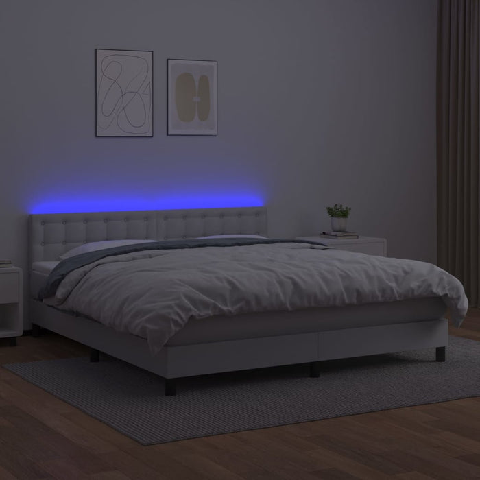 Giroletto Molle con Materasso e LED Bianco 180x200cm Similpelle 3134238