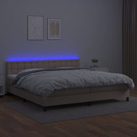 Giroletto Molle Materasso e LED Cappuccino 200x200cm Similpelle 3134248