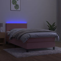 Letto a Molle con Materasso e LED Rosa 80x200 cm in Velluto 3134254