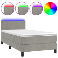 Letto a Molle Materasso e LED Grigio Chiaro 90x190 cm Vellutocod mxl 98887