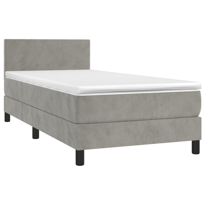 Letto a Molle Materasso e LED Grigio Chiaro 90x190 cm Vellutocod mxl 98887