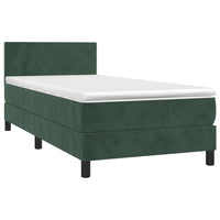 Letto a Molle con Materasso e LED Verde Scuro 90x190 cm Velluto 3134258