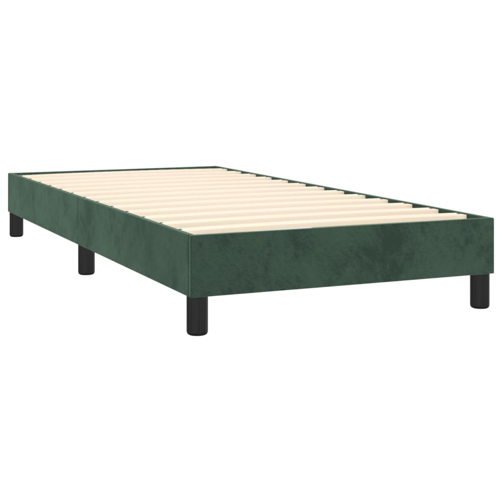 Letto a Molle con Materasso e LED Verde Scuro 90x190 cm Velluto 3134258