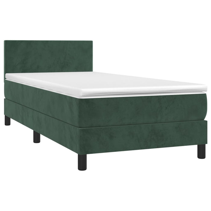 Letto a Molle con Materasso e LED Verde Scuro 90x200cm Velluto cod mxl 61488