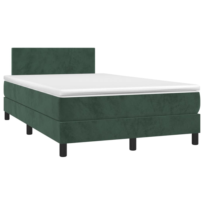 Letto a Molle con Materasso e LED Verde Scuro 120x200cm Vellutocod mxl 98888