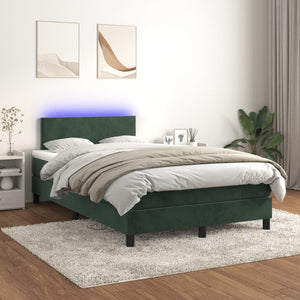 Letto a Molle con Materasso e LED Verde Scuro 120x200cm Vellutocod mxl 98888