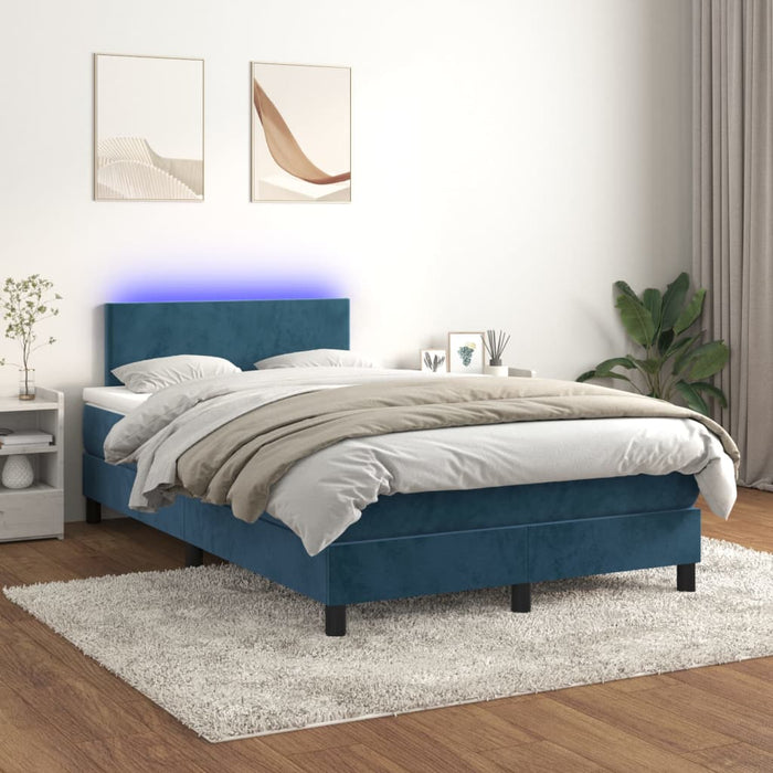 Letto a Molle con Materasso e LED Blu Scuro 120x200cmcod mxl 74897