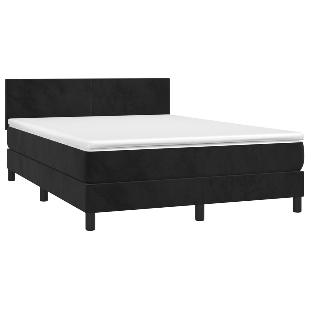 Letto a Molle con Materasso e LED Nero 140x190 cm in Vellutocod mxl 98896