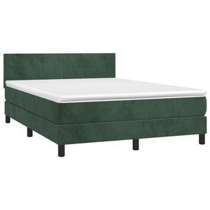 Letto a Molle con Materasso e LED Verde Scuro 140x190cm Vellutocod mxl 74886