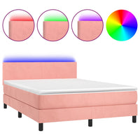 Letto a Molle con Materasso e LED Rosa 140x190 cm in Vellutocod mxl 122827