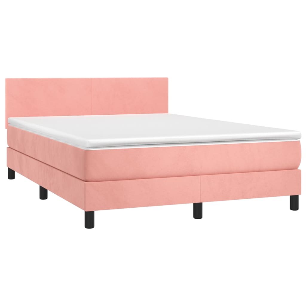 Letto a Molle con Materasso e LED Rosa 140x190 cm in Vellutocod mxl 122827