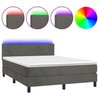 Letto a Molle con Materasso e LED Grigio Scuro 140x200 cm 3134286