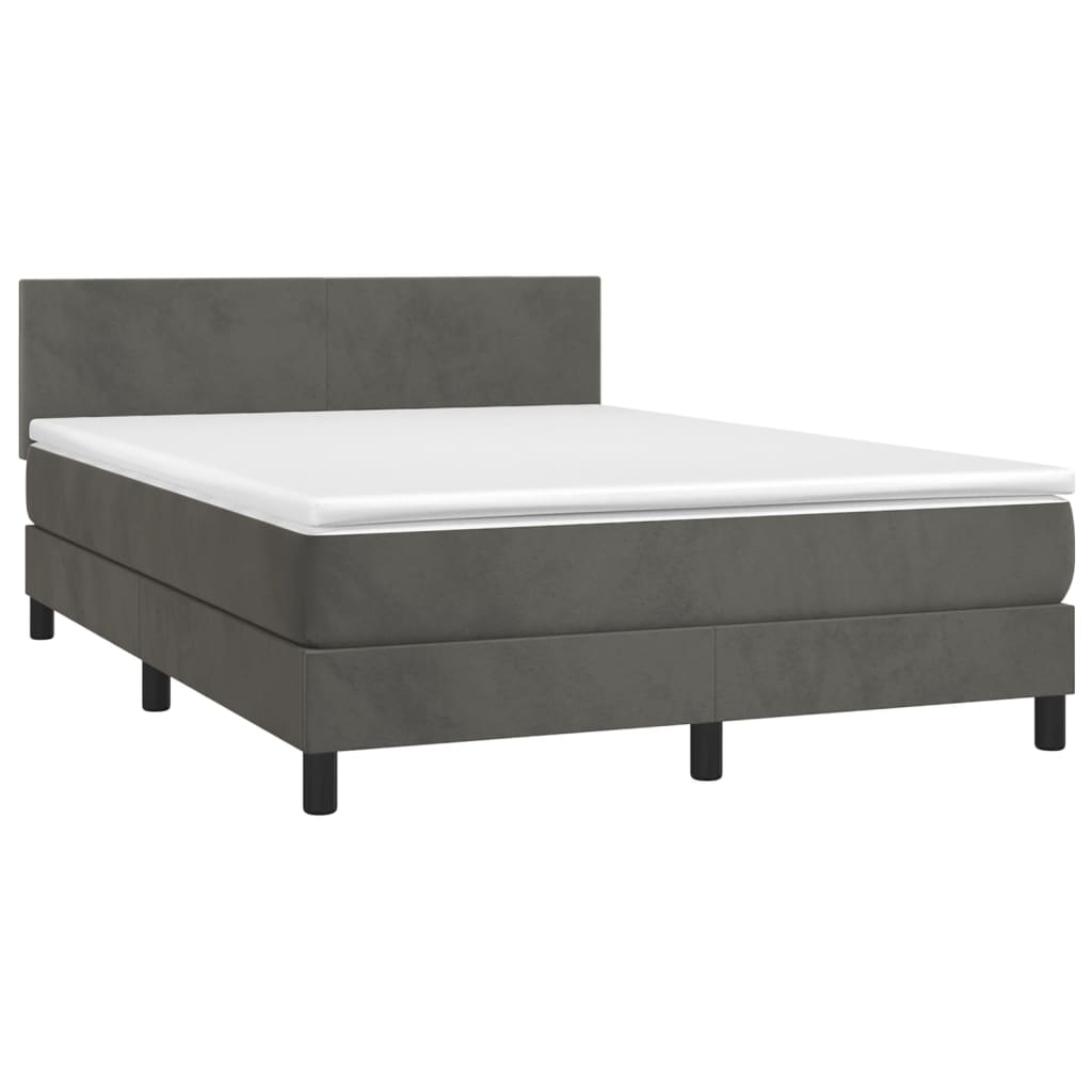 Letto a Molle con Materasso e LED Grigio Scuro 140x200 cm 3134286