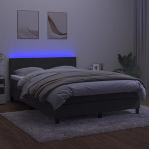 Letto a Molle con Materasso e LED Grigio Scuro 140x200 cm 3134286