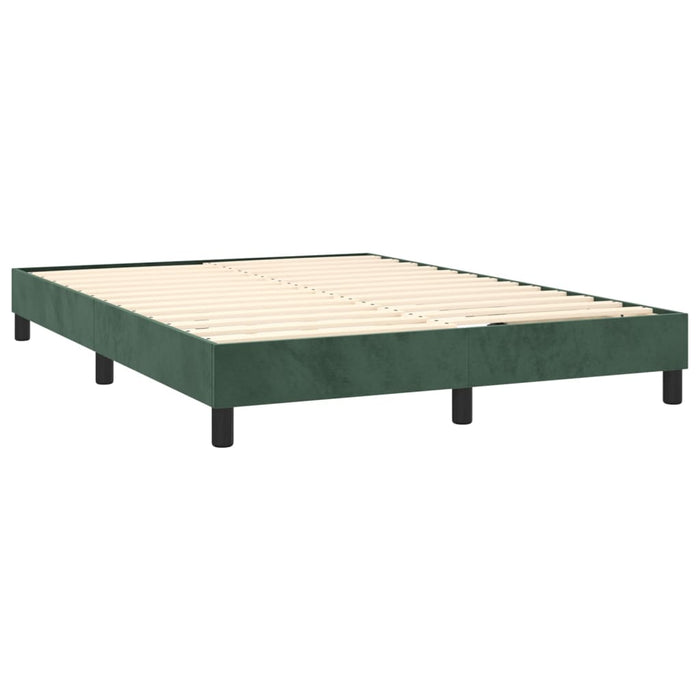 Letto a Molle con Materasso e LED Verde Scuro 140x200cm Velluto 3134288