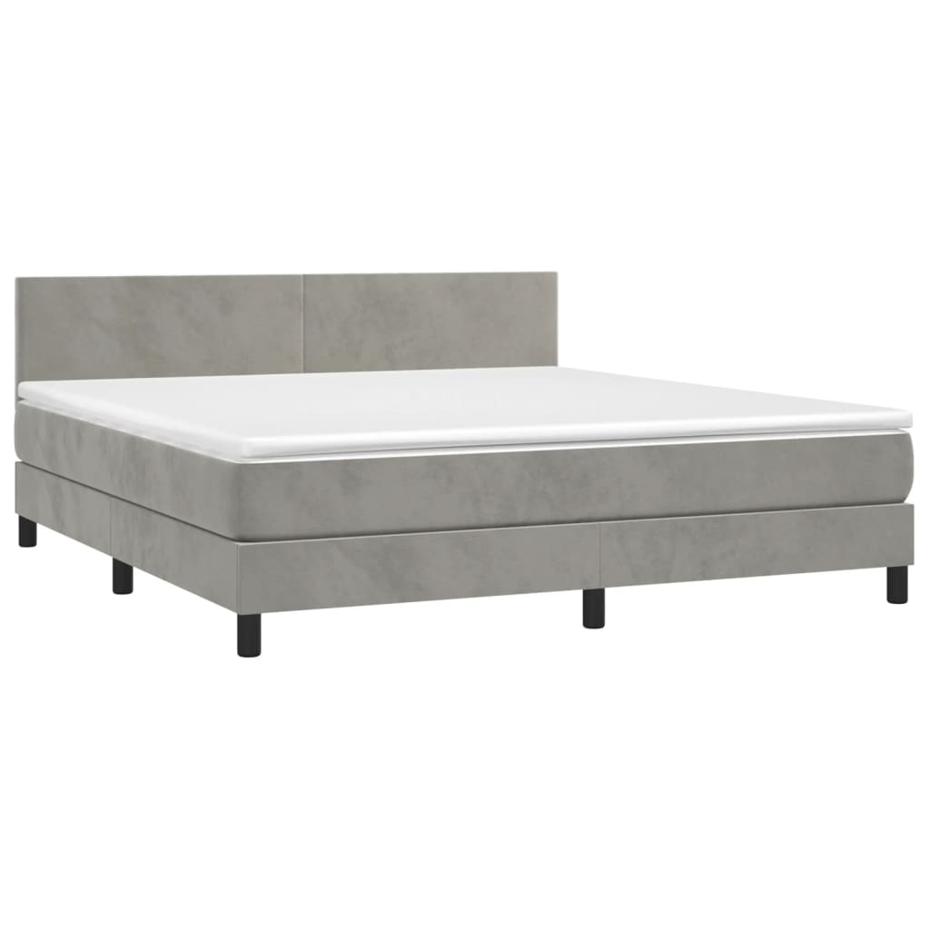 Letto a Molle Materasso e LED Grigio Chiaro 160x200 cm Velluto cod mxl 36606