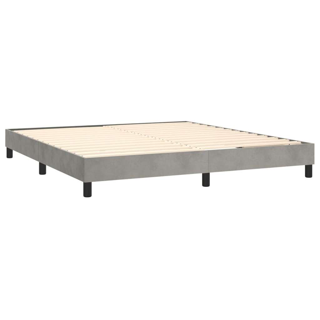 Letto a Molle Materasso e LED Grigio Chiaro 160x200 cm Velluto cod mxl 36606