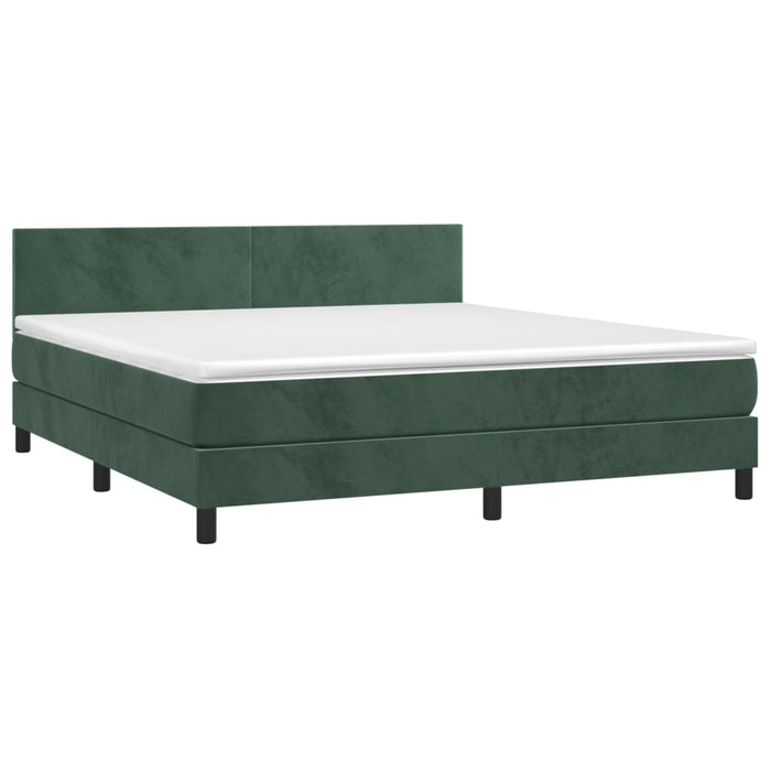 Letto a Molle con Materasso e LED Verde Scuro 160x200cm Velluto cod mxl 67728