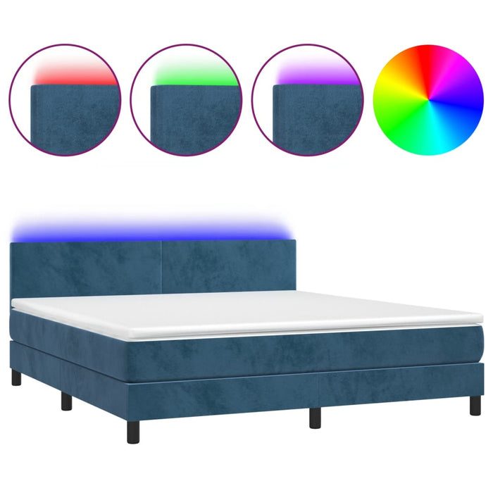 Letto a Molle con Materasso e LED Blu Scuro 160x200 cmcod mxl 99049