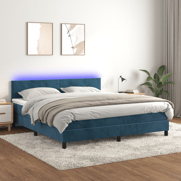 Letto a Molle con Materasso e LED Blu Scuro 160x200 cmcod mxl 99049