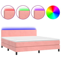 Letto a Molle con Materasso e LED Rosa 160x200 cm in Velluto 3134296