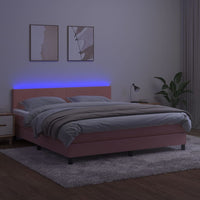 Letto a Molle con Materasso e LED Rosa 160x200 cm in Velluto 3134296