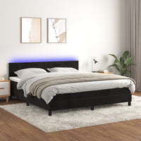 Letto a Molle con Materasso e LED Nero 180x200 cm in Vellutocod mxl 122830