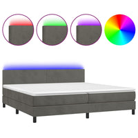 Letto a Molle con Materasso e LED Grigio Scuro 200x200 cm 3134304